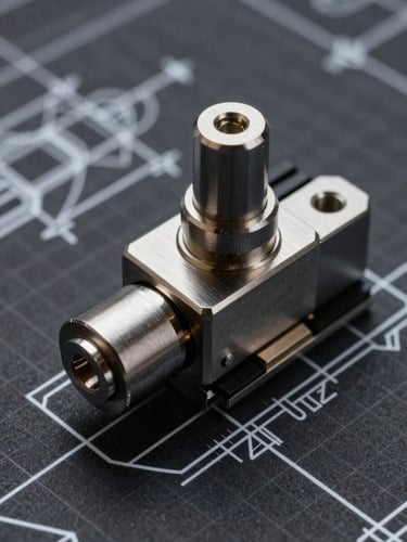 Extreme close-up of a technical blueprint schematic for a mechanical dial switch, sharp white line art on dark grid paper, industrial drafting style.