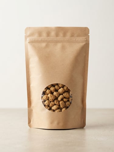 Minimalist studio shot of CJ Protein Soya Crunch packaging, natural side-lighting, soft shadows, pristine light background, premium food photography style