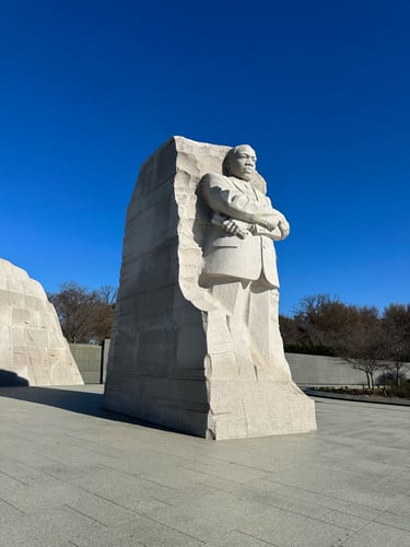 The Martin Luther King Jr. Memorial in Washington DC. Martin Luther King Jr. is coming out of stone,