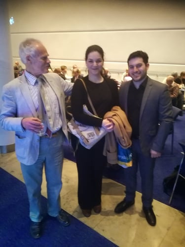 Robin Holloway, Maria Stratigou, and Stathis Chomatsas at Bridgewater Hall