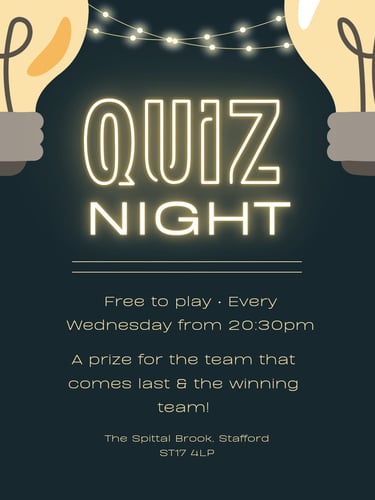 a poster for a quiz night out on the night