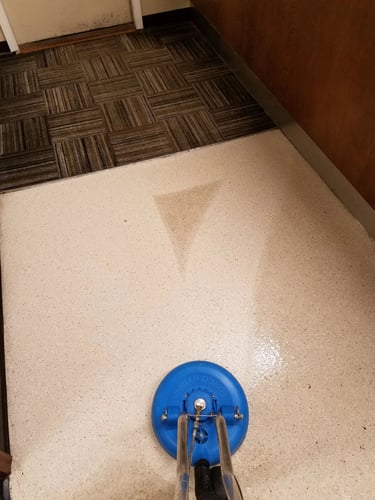 Sheet vinyl floor cleaning in an office in Lacey WA