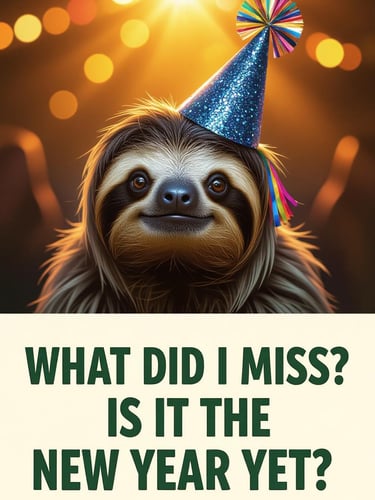 Happy new year design with sloth