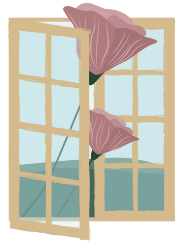 una finestra con un fiore che entra, simbolo della possibilità di bene che la psicoterapia può dare