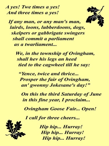 Ovingham Goose Fair Proclamation