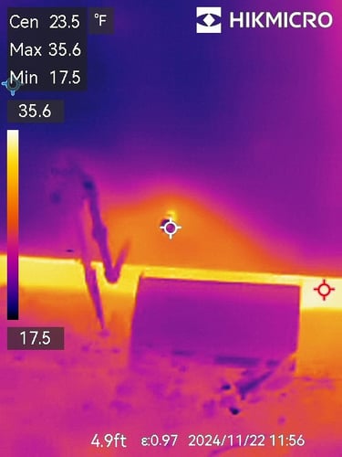 Quite a bit of heat loss from the crawlspace! The outdoor faucet could use insulation, too.