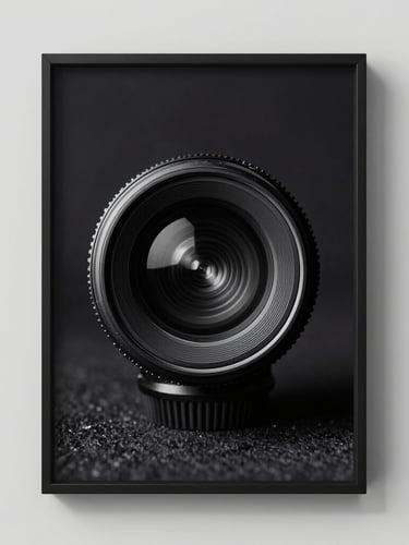 The same vintage black and white photograph, perfectly restored, rich contrast, deep blacks, sharp details, framed in a minimalist black gallery frame on a light gray wall.