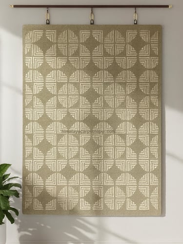 Custom bespoke handmade rugs crafted in Nepal- geometric wall-hanging- Himalaya Carpet Industries
