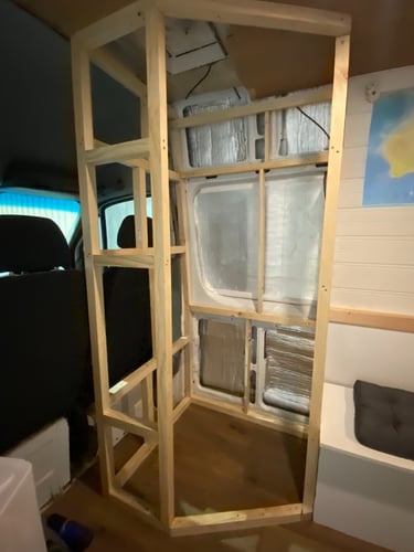 shower frame for a DIY Campervan build