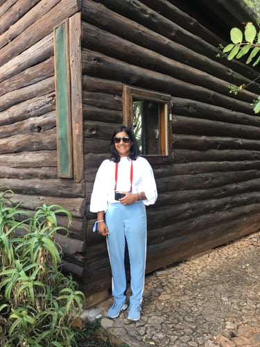 English Architect Nita Sharma, visting Le Corbusier cabanon at Eileen Gray villa E-1027 