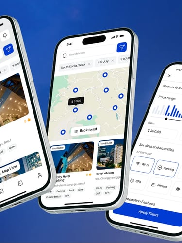 three iphones with a map of the city