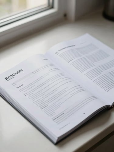Close-up of a printed multi-page PDF guide resting on a kitchen table beside a contractor proposal document, natural morning window light, slightly top-down angle showing the cover page clearly