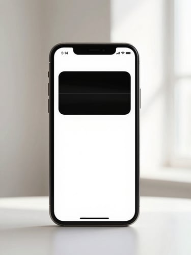 Close-up of a pristine iPhone screen showing perfect calibration, soft natural window light, clean studio environment, 50mm lens