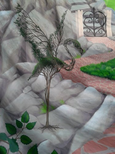 Alice in wonderland painted scenery