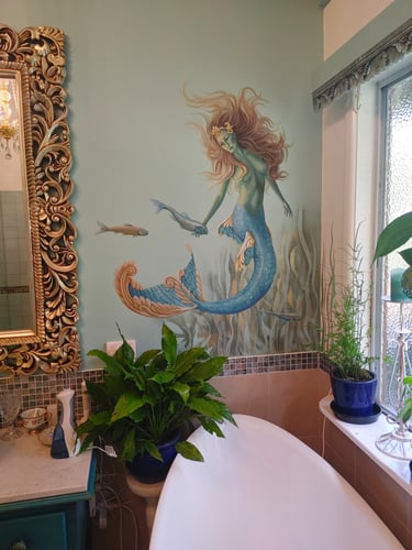 Bathroom mermaid painting