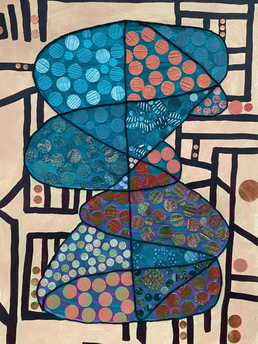 Collage turquoise et marron