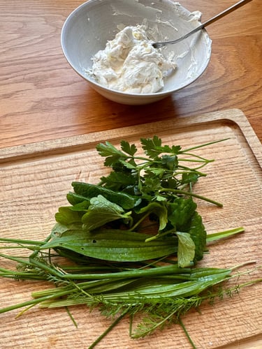 Wildkräuter zu Frischkäseherstellung