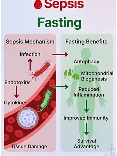   تعرف على العلاقة العلمية بين تسمم الدم (Sepsis) والصيام الطبي، وكيف قد تؤثر التحولات الأيضية وتنشي