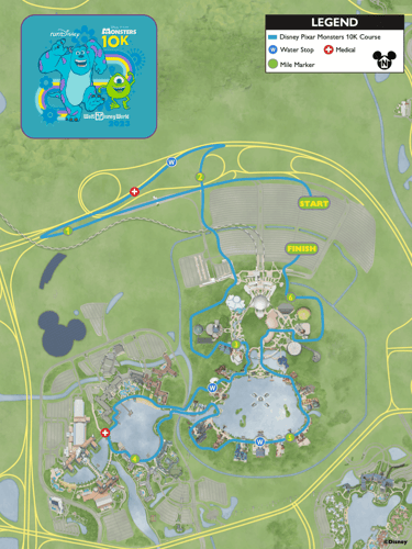2023 runDisney Springtime Surprise Monsters 10K Course Map