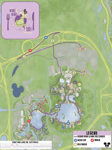 2024 runDisney Wine and Dine 10K Course Map