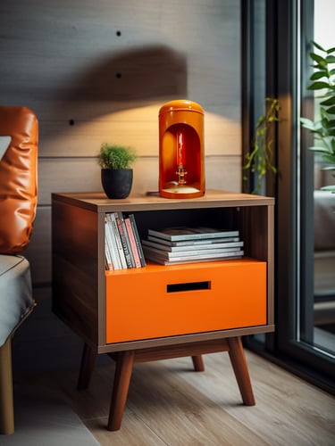 luminaire artisanal en acier upcyclé Luceo orange pop
