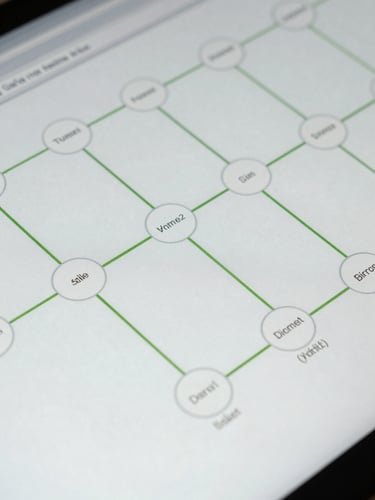 High-fidelity, cropped screenshot of a clean data pipeline schema, showing structured nodes and green active flow lines on a clinical light gray background, bright daylight, extreme close-up.