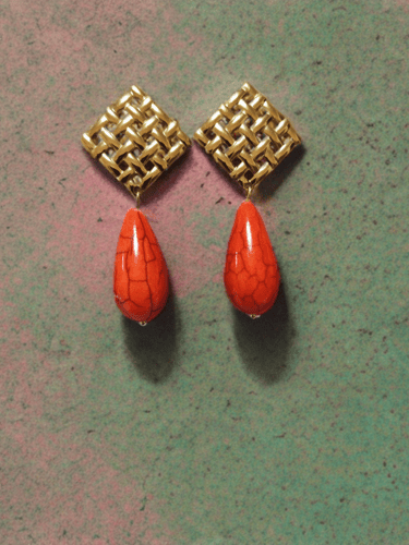 Handcrafted Ether Pieces earrings with semi-precious stone and gold details