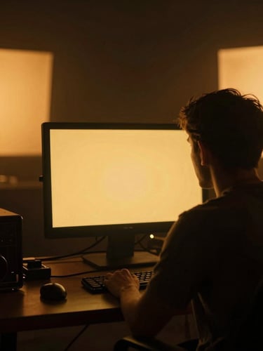 Behind-the-scenes director monitor in a dark, atmospheric studio setup, glowing amber screens, soft haze, cinematic depth of field, 35mm film grain.