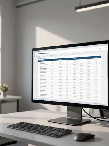 Wide environmental high-contrast photo of a CRM strategist analyzing cohort retention spreadsheets on a large monitor in a minimalist New York office, bright morning side-light, clean architectural lines.