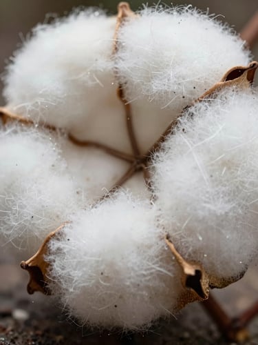 Macro close-up of an organic cotton weave under bright task lighting, highlighting millimeter precision in the textile structure.