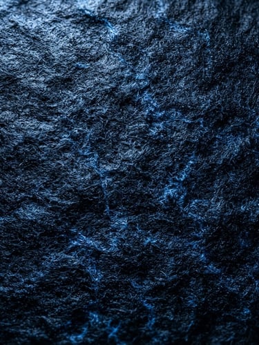 Sleek gallery photography, extreme macro shot of heavy museum-grade giclée paper texture, sharp focus, cool high-contrast studio lighting, deep blacks with electric blue glow