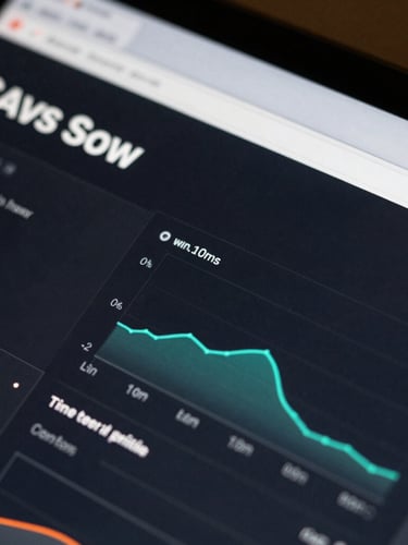 Extreme macro close-up of a dark-mode SaaS user interface, crisp typography, sub-10ms telemetry charts, low-key indirect ambient light, high contrast.