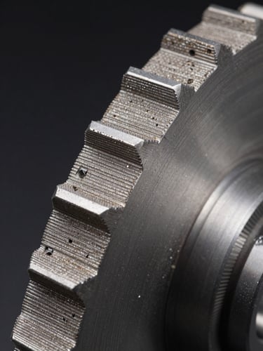 Close-up macro of a profiled diamond grinding wheel with complex contoured edge geometry, studio lighting isolating the bond surface and precise groove profile against a dark background, sharp technical detail