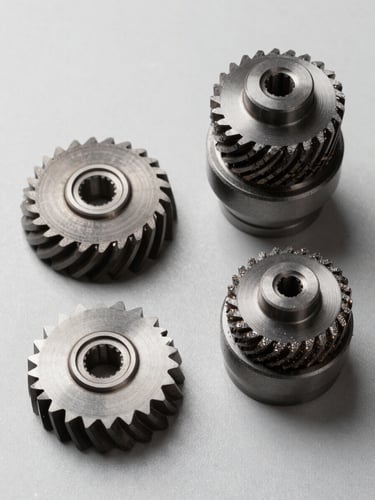 Overhead technical photography of three diamond grinding wheels of different sizes and profiles arranged on a flat grey surface under bright studio lighting, grain and bond detail sharp, no hands