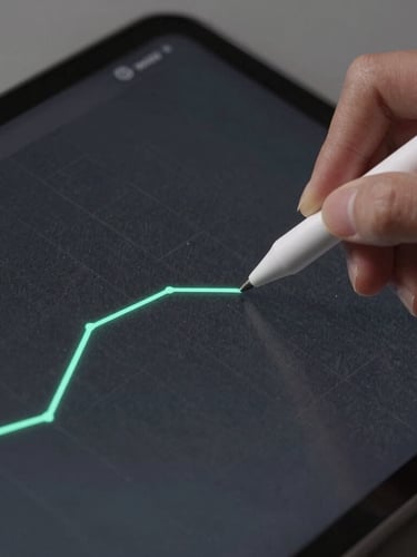 Extreme close-up of a premium Android tablet screen, a digital stylus drawing an electric mint vector curve on a dark slate canvas, soft studio lighting, macro details of the screen glass.