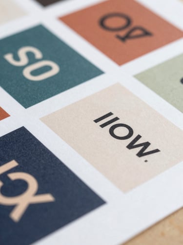 Close-up detail of a printed brand campaign layout on a matte surface — precise typography, color blocks, and graphic elements razor-sharp under clean studio daylight, full-frame composition with no props or styling
