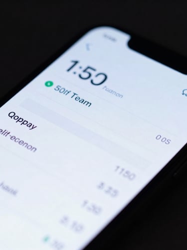 Macro close-up shot of a physical mobile device screen displaying a sleek financial dashboard, cool-toned studio lighting, high contrast, 50mm lens.