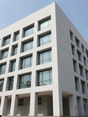 A real independent floor building facade in Sushant Lok, Gurugram, clean modern architecture, bright daylight, realistic environmental photography.