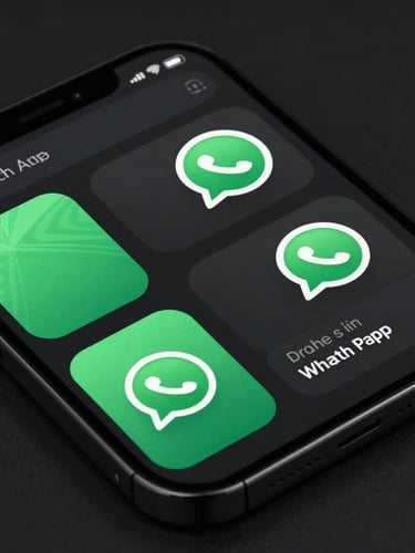 Crisp, high-contrast dark-mode UI mockup of a WhatsApp chat interface displaying rich product cards with electric emerald highlights, dark studio lighting, macro crop