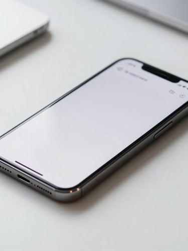 Sleek editorial close-up of a mobile device displaying a clean video interface, soft natural studio light, minimalist workspace setup, shallow depth of field, 35mm