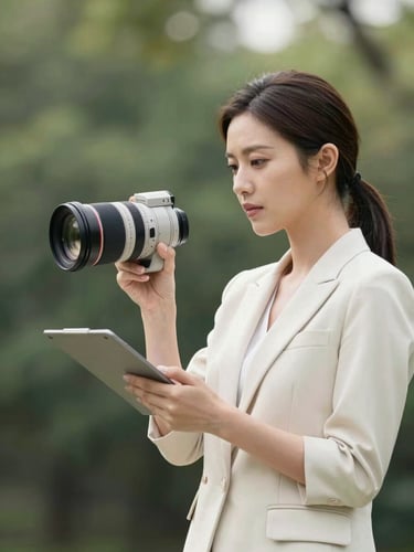 Focused professional analyzing market trends in natural daylight, clean editorial photography, 35mm lens.