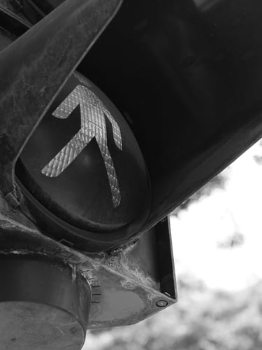 Green light in black and white, Andrássy út, Budapest