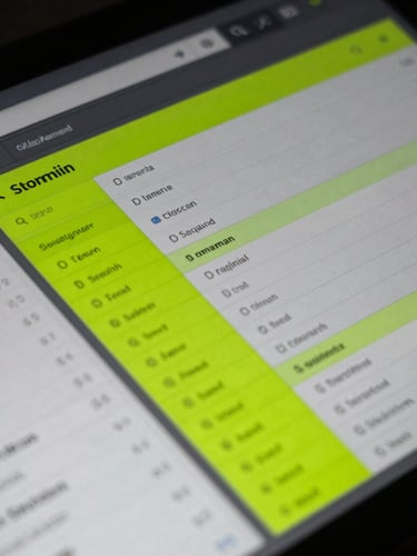 Macro shot of a search ads campaign dashboard with analytical tables, neon green highlights, dark slate background, sharp focus, 35mm