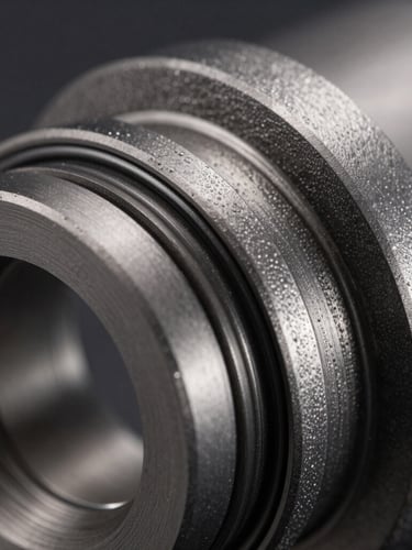 Extreme close-up of a custom-machined viton seal profile, showcasing sharp technical geometry and dense material structure under high-contrast studio lighting