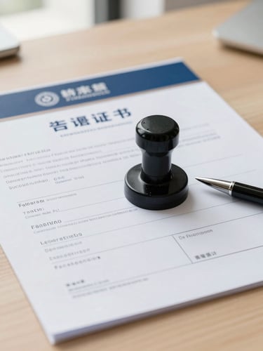 Close-up of official corporate registration documents with legal stamp and pen on a clean wooden desk, natural side light
