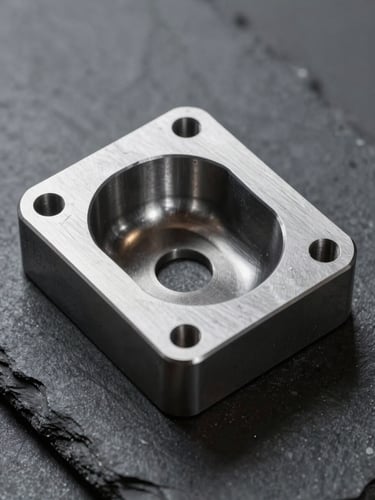 Macro photograph of a precision-cut steel injection mold cavity, high-contrast studio lighting highlighting sharp metallic tool paths, industrial slate background.