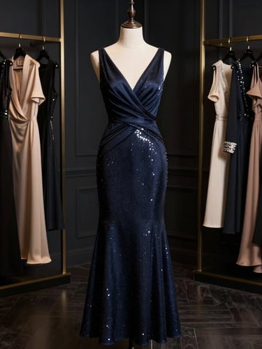 Elegant navy blue evening gown - Private Showroom