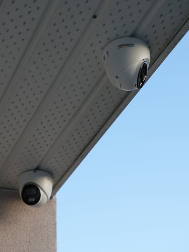 Hikvision security camera installed on a home ceiling in Abbotsford by Pinnacle Security Solutions