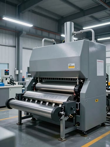 A clean, modern industrial recycling facility interior with advanced sorting machinery under cool clinical lighting, steel-gray tones.