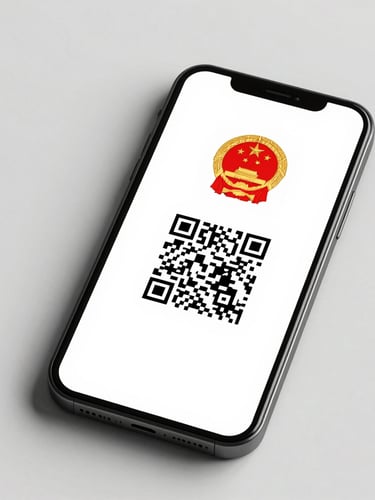 Flat-on high-visibility mockup of the official digital driving license on a smartphone screen, displaying a secure QR code and national emblem against a clean light background.